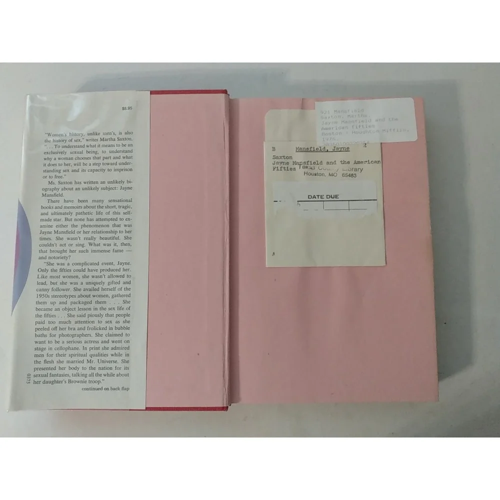 Jayne Mansfield and the American Fifties Hardcover Martha Saxton 1975 1st Ed